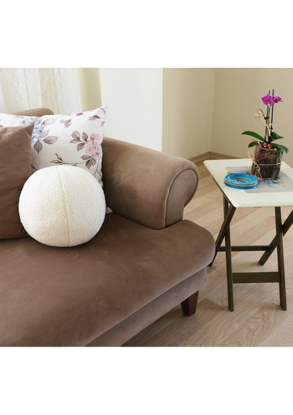Yuvarlak Top Yastık Çap : 27 cm Krem