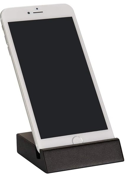 Cep Telefonu Stand, Suni Deri Kaplı, Siyah