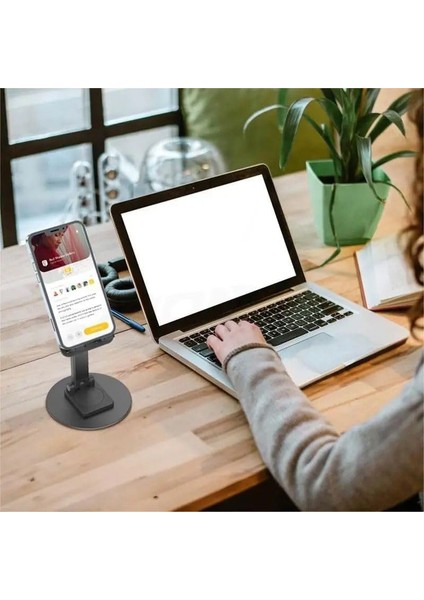 Home Alüminyum Tablet ve Telefon Standı, 360 Derece Ayarlanabilir Dönme Özelliği, Çok Amaçlı Masaüstü Dock Tutucu (Siyah) modelleri
