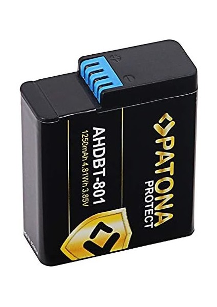 Protect AHDBT-801 Batarya 1250 Mah Yedek Batarya Gopro Hero 5 Hero 6 Hero 7 Hero 8 AHDBT801 AABAT001 Aabat 001 601-10197-00 AABAT-001-AS Asst1 CHDHX-501 AABAT-001 ile Uyumlu Ahdbt-5 01
