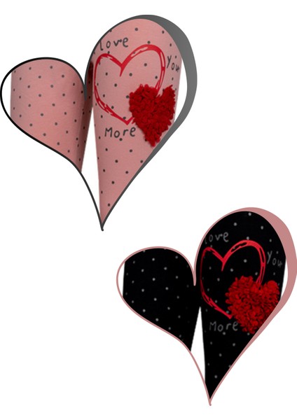 Kız Çocuk 2'li Love You More Beli Lastikli Normal Bel Kalp Desenli Düz Paça Pamuklu Tayt
