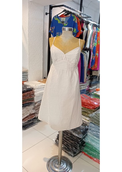 Kadın Yazlık Kısa Askılı Rahat Helen Keten Elbise fırsatları