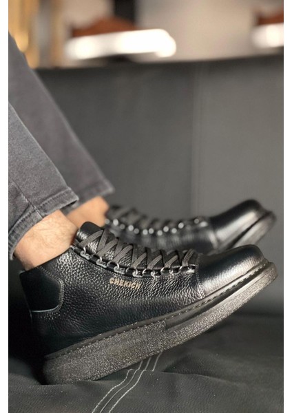 Deridün Yıldız Shoes CH258 CST Roma Deri Erkek Bot SIYAH