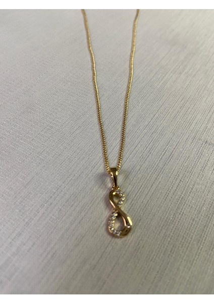 Kolye Sonsuz Simgeli Taşlı Şık Kolye 14 K Renk
