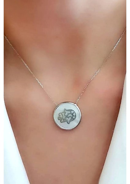 Fatmanın eli figürlü 925 ayar gümüş mineli kolye fiyatları