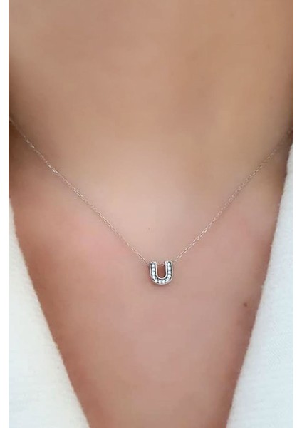 U Harfi Gümüş Minimal Kolye