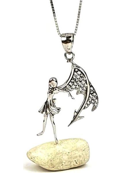 zirkon taşlı gümüş melek kolye fiyatları