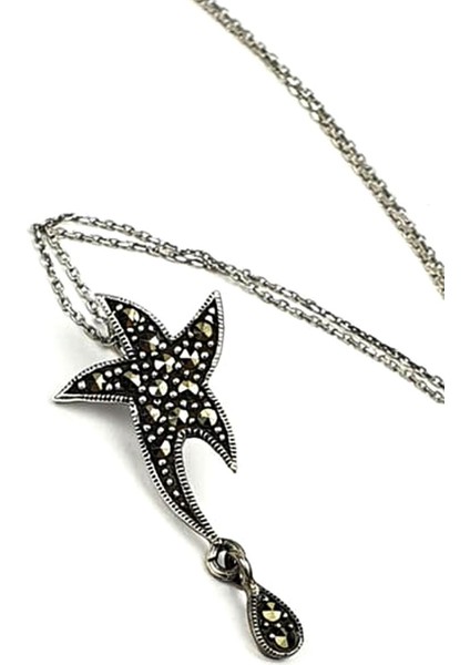 Yıldız figürlü markazit taşlı gümüş kolye fiyatları