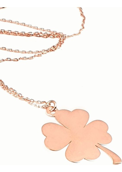 yonca figürlü gümüş rose plaka kolye