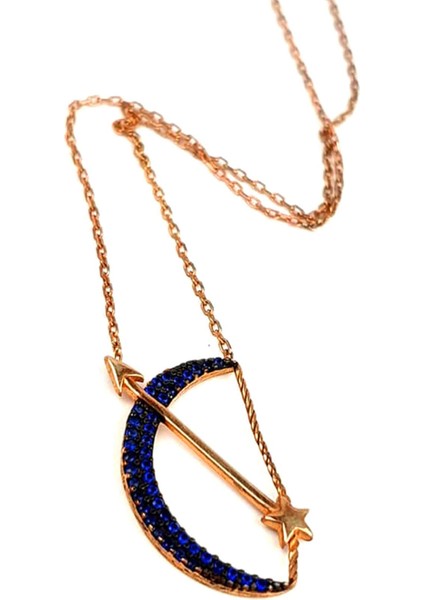 Modern lacivert zirkon taşlı gümüş rose ay yıldız kolye fiyatları