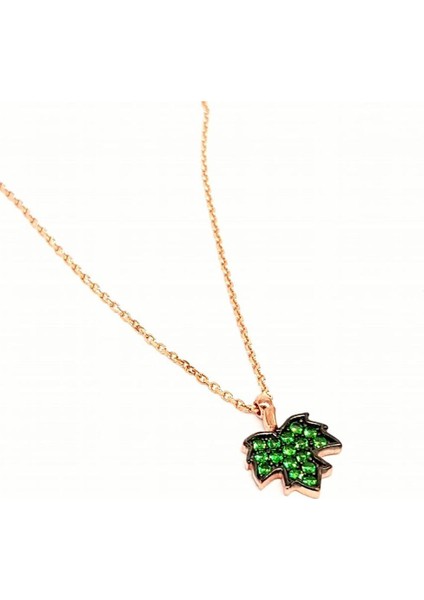 çınar yaprağı figürlü gümüş bayan minimal kolye