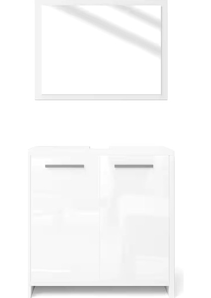 60 cm Beyaz Aynalı Banyo Dolabı Seti – Parlak Sunta, Modern Tasarım fiyatları