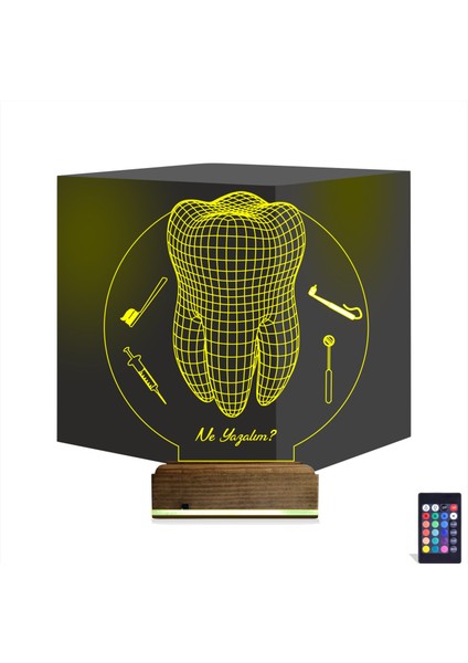 Kirppi 3D Lamba Diş Hekimi Hediye V2 Kişiye Özel Masa Gece Lambası