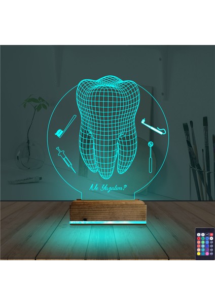 Kirppi 3D Lamba Diş Hekimi Hediye V2 Kişiye Özel Masa Gece Lambası modelleri