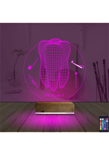 Kirppi 3D Lamba Diş Hekimi Hediye V2 Kişiye Özel Masa Gece Lambası fırsatları