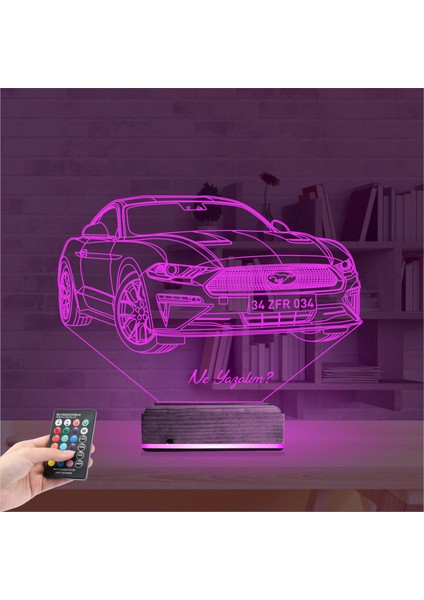 Kirppi 3D Lamba Spor Araba Mustang Kişiye Özel Masa Gece Lambası fırsatları