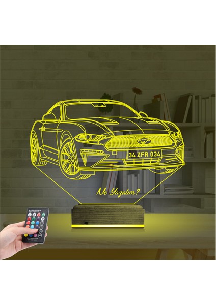 Kirppi 3D Lamba Spor Araba Mustang Kişiye Özel Masa Gece Lambası indirimleri