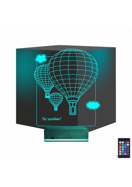 Kirppi 3D Lamba Uçan Balon V1 Kişiye Özel Masa Gece Lambası
