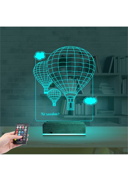 Kirppi 3D Lamba Uçan Balon V1 Kişiye Özel Masa Gece Lambası modelleri