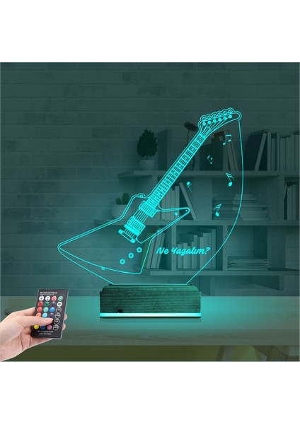 Kirppi 3D Lamba Elektro Gitar Müzik V2 Kişiye Özel Masa Gece Lambası modelleri