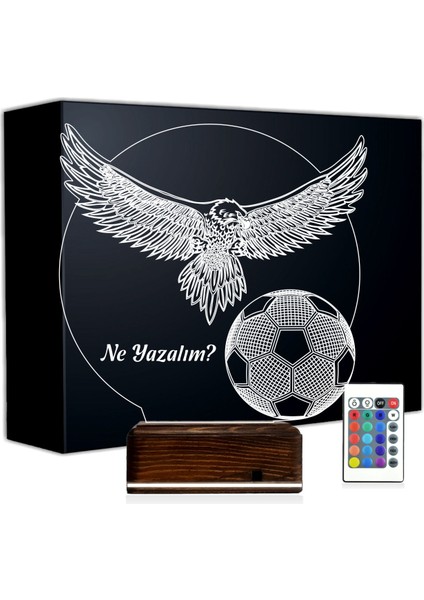 Kirppi 3D Lamba Kartal Top Futbol Taraftar Hediye Kişiye Özel Masa Gece Lambası