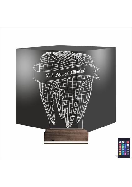 Kirppi 3D Lamba Diş Hekimi Hediye V4 Kişiye Özel Masa Gece Lambası