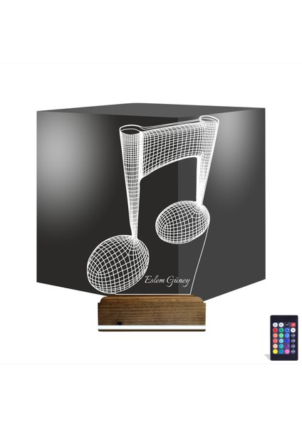 Kirppi 3D Lamba Müzik Nota Müzisyen Kişiye Özel Masa Gece Lambası