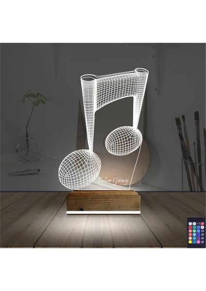 Kirppi 3D Lamba Müzik Nota Müzisyen Kişiye Özel Masa Gece Lambası fiyatları