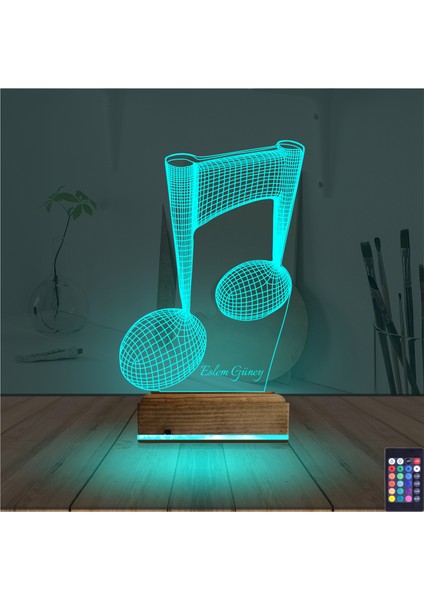 Kirppi 3D Lamba Müzik Nota Müzisyen Kişiye Özel Masa Gece Lambası modelleri