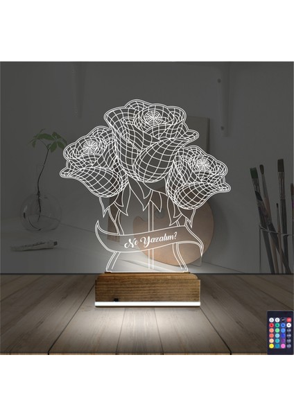 Kirppi 3D Lamba Sevgiliye Gül Kişiye Özel Masa Gece Lambası fiyatları