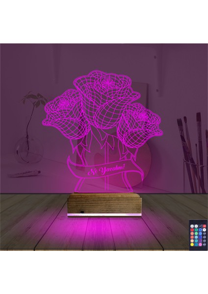 Kirppi 3D Lamba Sevgiliye Gül Kişiye Özel Masa Gece Lambası fırsatları