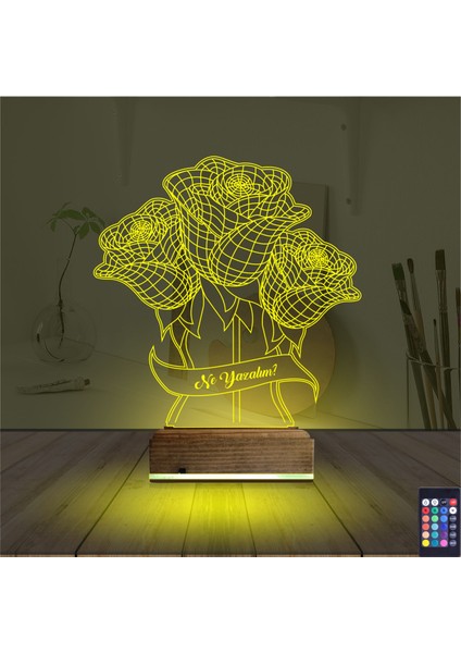 Kirppi 3D Lamba Sevgiliye Gül Kişiye Özel Masa Gece Lambası indirimleri