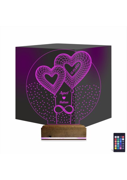 Kirppi 3D Lamba Kalp Sevgiliye Hediye V11 Kişiye Özel Masa Gece Lambası