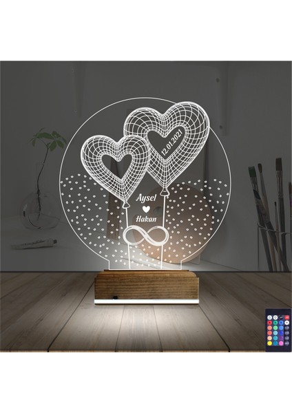 Kirppi 3D Lamba Kalp Sevgiliye Hediye V11 Kişiye Özel Masa Gece Lambası fiyatları