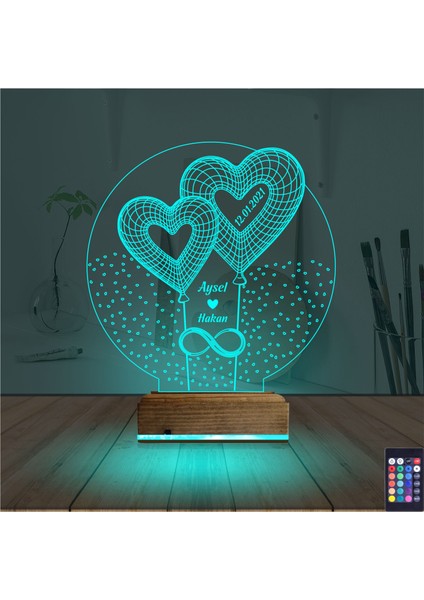 Kirppi 3D Lamba Kalp Sevgiliye Hediye V11 Kişiye Özel Masa Gece Lambası modelleri