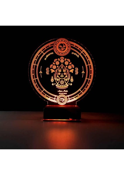 Kirppi 3D Lamba Astroloji Başak Burcu Kişiye Özel Masa Gece Lambası modelleri
