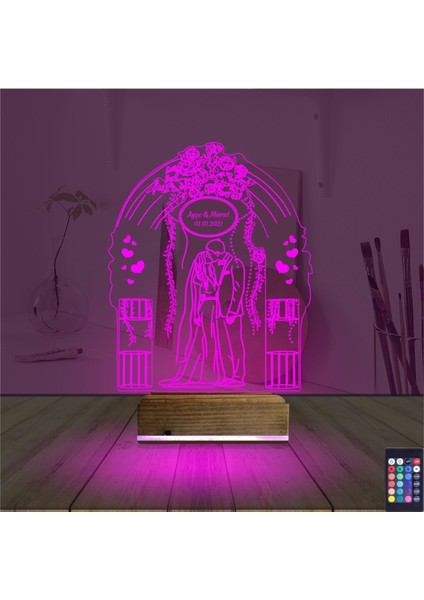 Kirppi 3D Lamba Gelin Damat Yıldönümü Kişiye Özel Masa Gece Lambası fırsatları