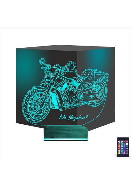 Kirppi 3D Lamba Motorsiklet Harley Motor V4 Kişiye Özel Masa Gece Lambası