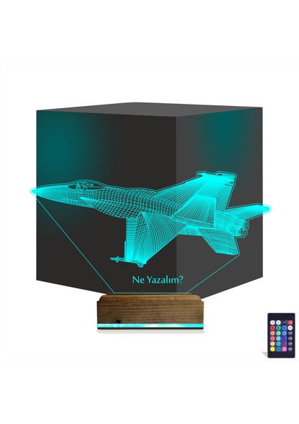 Kirppi 3D Lamba Uçak F16 Pilot V3 Kişiye Özel Masa Gece Lambası