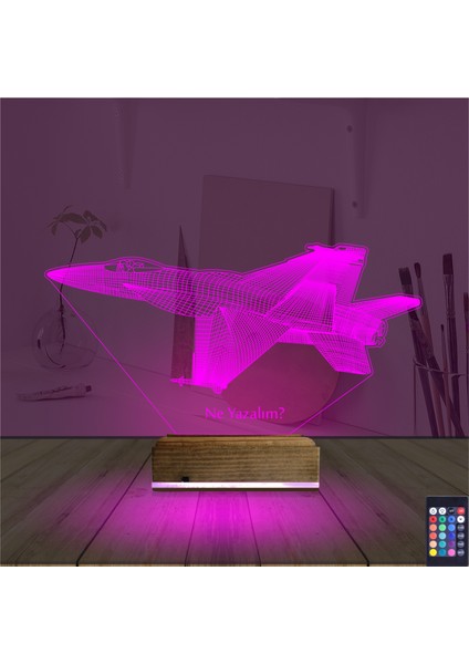 Kirppi 3D Lamba Uçak F16 Pilot V3 Kişiye Özel Masa Gece Lambası