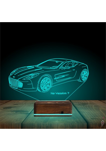 Kirppi 3D Lamba Spor Araba Aston Martin Tasarım Kişiye Özel Masa Gece Lambası modelleri