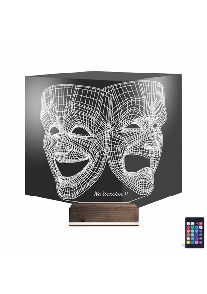 Kirppi 3D Lamba Tiyatro Gülen Ağlayan Yüz Kişiye Özel Masa Gece Lambası