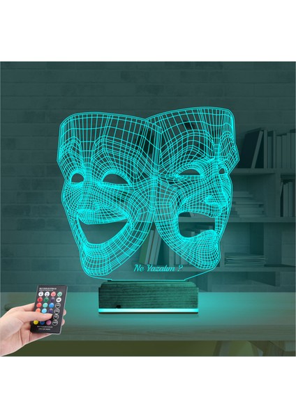 Kirppi 3D Lamba Tiyatro Gülen Ağlayan Yüz Kişiye Özel Masa Gece Lambası modelleri