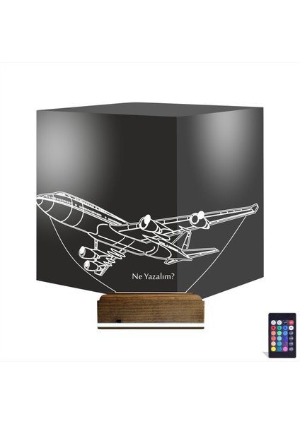 Kirppi 3D Lamba Uçak Kaptan Pilot V1 Kişiye Özel Masa Gece Lambası