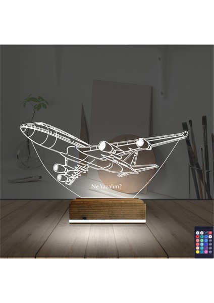 Kirppi 3D Lamba Uçak Kaptan Pilot V1 Kişiye Özel Masa Gece Lambası