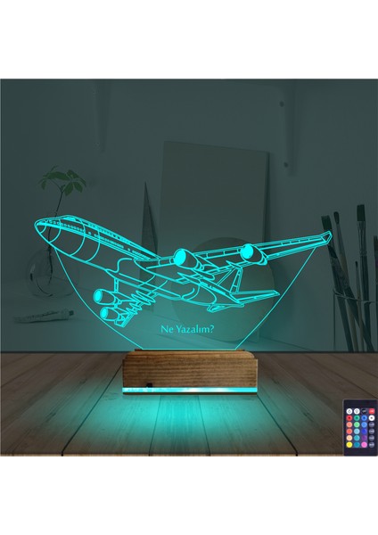 Kirppi 3D Lamba Uçak Kaptan Pilot V1 Kişiye Özel Masa Gece Lambası