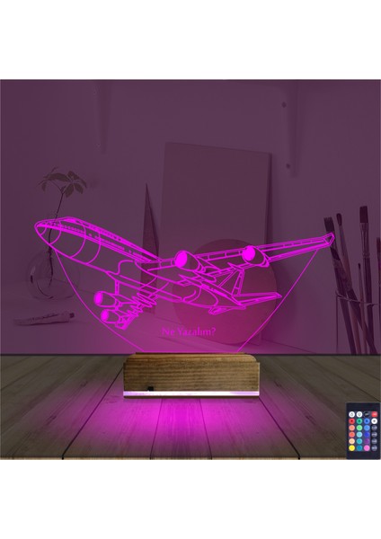 Kirppi 3D Lamba Uçak Kaptan Pilot V1 Kişiye Özel Masa Gece Lambası