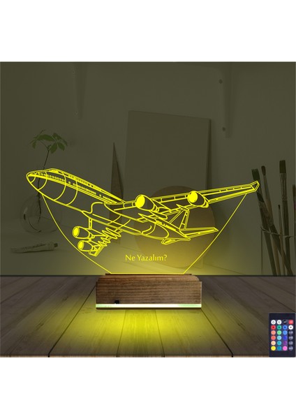 Kirppi 3D Lamba Uçak Kaptan Pilot V1 Kişiye Özel Masa Gece Lambası