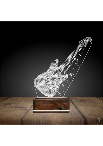 Kirppi 3D Lamba Elktro Gitar Müzisyen Hediye Kişiye Özel Masa Gece Lambası fiyatları