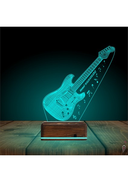 Kirppi 3D Lamba Elktro Gitar Müzisyen Hediye Kişiye Özel Masa Gece Lambası modelleri